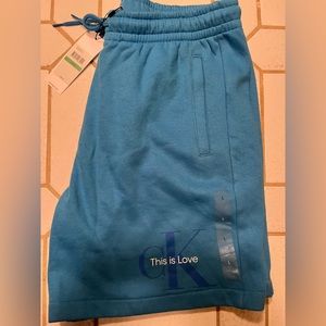 CALVIN KLEIN Men's "This Is Love" Drawstring Shorts Blue Size L NEW